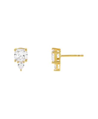 Adina's Jewels - Cubic Zirconia Double Stone Stud Earring