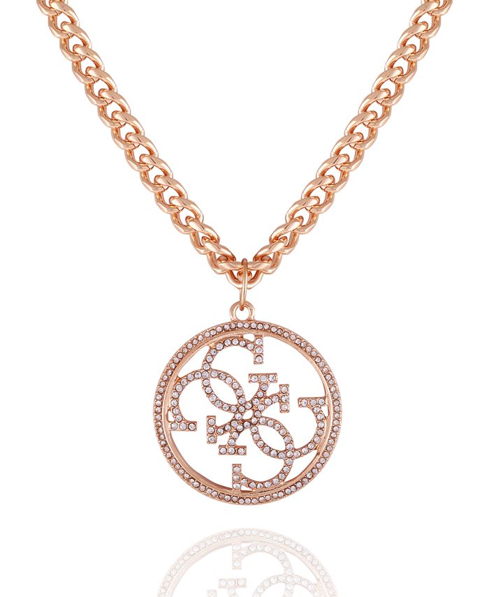 GUESS Gold tone And Crystal Quatro G Pendant Necklace Macy s