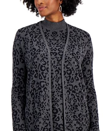JM Collection Petite Printed Open-Front Cardigan, Created for Macy's ...