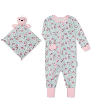 Max & Olivia Baby Girls Printed Coverall & Blankie Baby Set