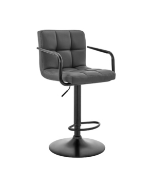Shop Armen Living Laurant Adjustable Faux Leather Swivel Bar Stool In Gray