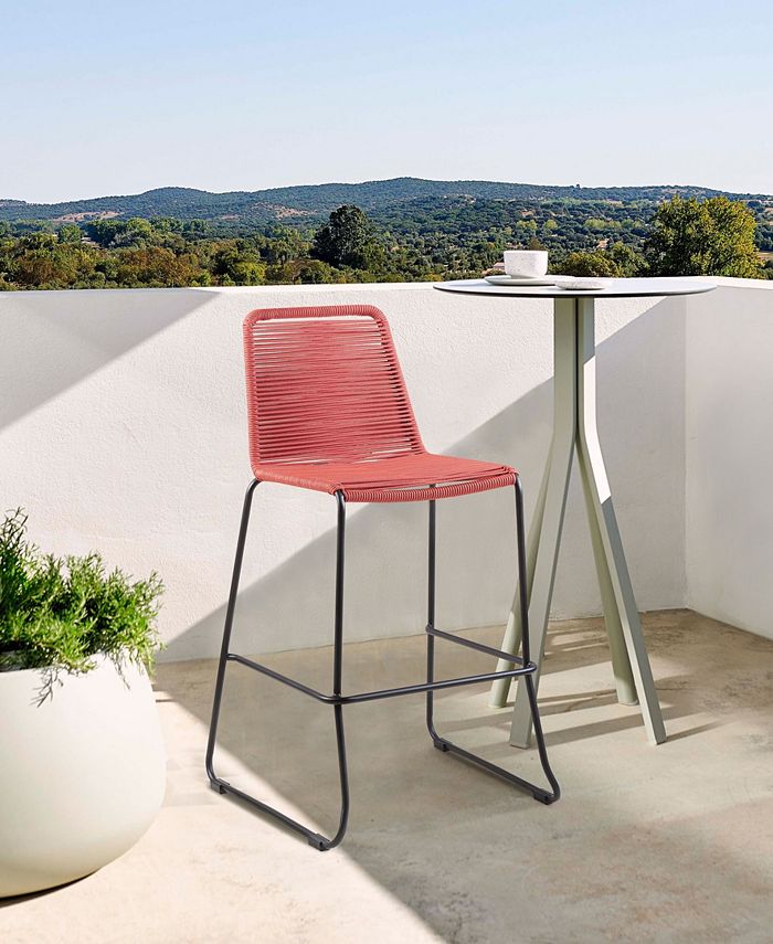 Armen Living Shasta Outdoor Metal and Rope Stackable Bar and Counter