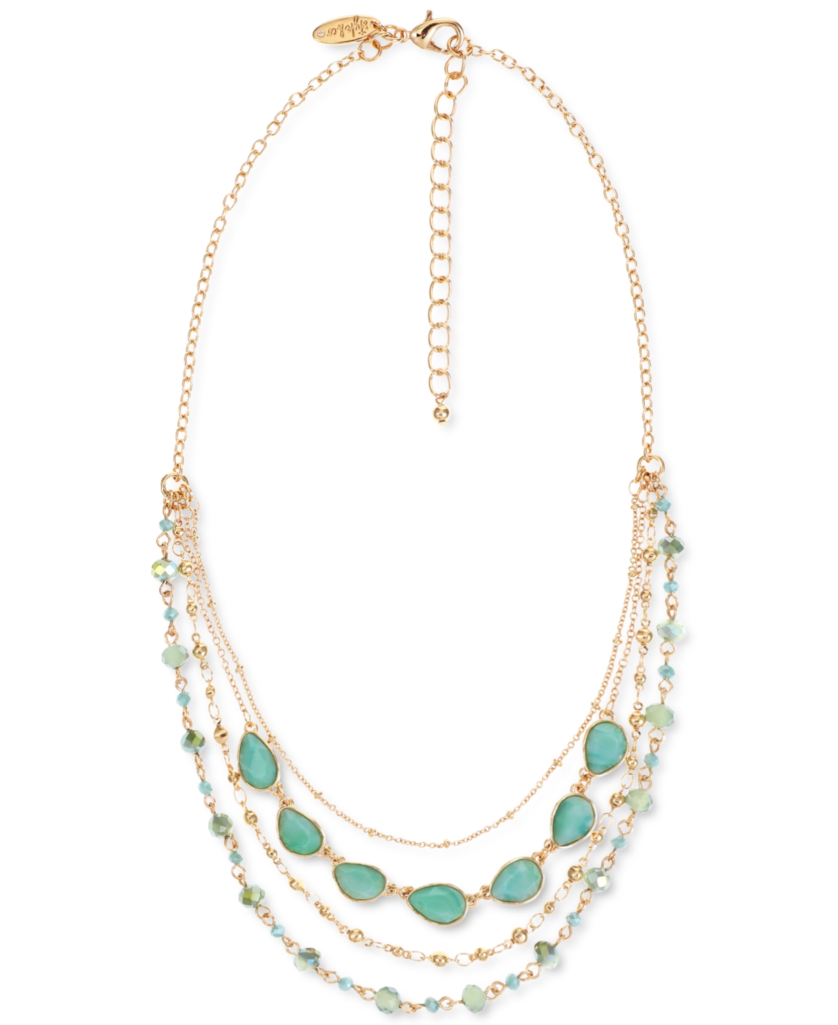 Shop Style & Co Gold-tone Color Stone & Bead Layered Strand Necklace, 17" + 3" Extender, Created For Macy's In Green