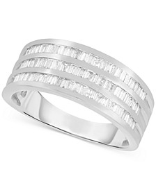 Diamond Baguette Triple Row Statement Ring (1/2 ct. t.w.) In Sterling Silver or !4K Gold-Plated Sterling Silver