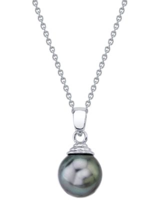 Macy's - Cultured Tahitian Pearl (10mm) 18" Pendant Necklace in Sterling Silver