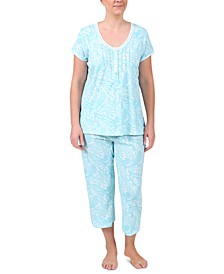 Short Sleeve Top & Cropped Pant Printed Pajama Set