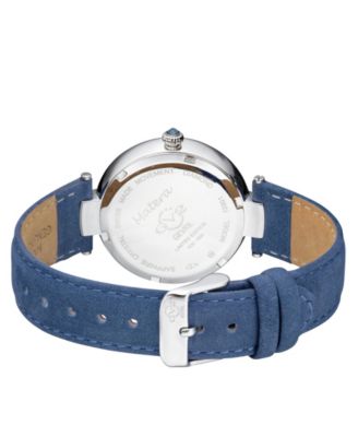 Women's Matera Swiss Quartz Blue Italian Suede Strap Watch 35mm