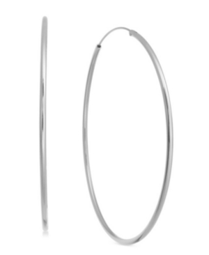Fine Silver Plate or Gold Plate Large Endless Hoop Earring