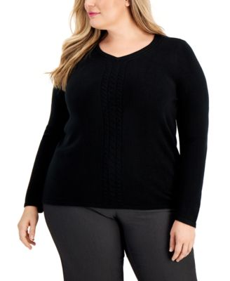 Karen Scott - Plus Size Cable-Knit Sweater