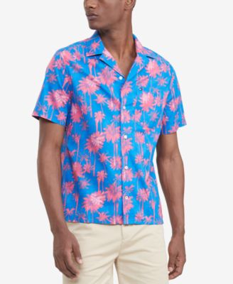 Men's Custom-Fit Miho Palm-Print Camp Shirt 