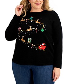 Plus Size Santa Claus Sweater, Created for Macy's