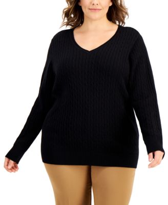 Plus Size Cable-Knit Sweater, Created for Macy's