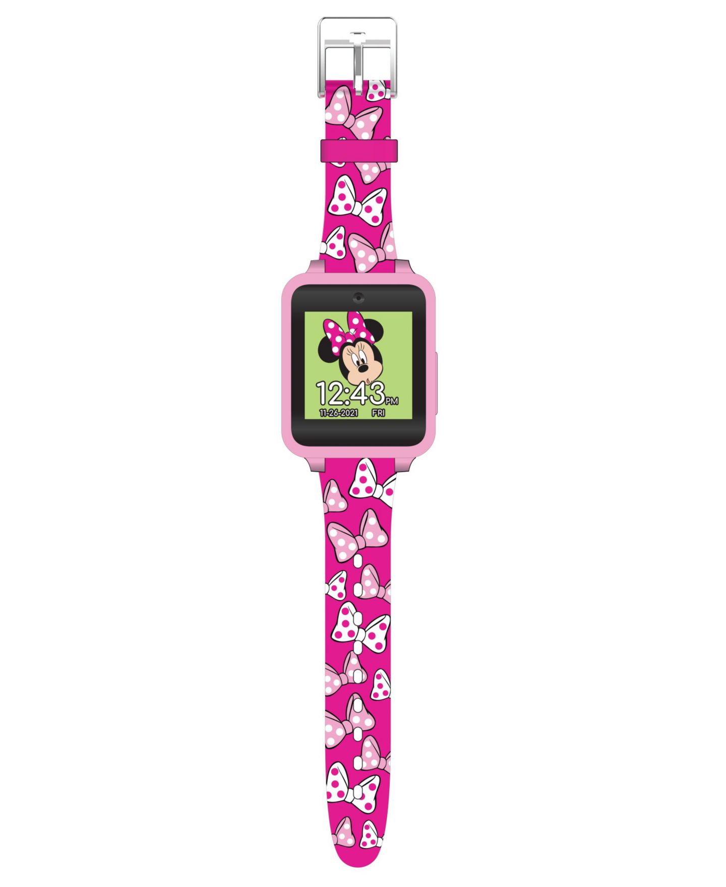 Детские смарт-часы Accutime Minnie Mouse с сенсорным экраном, розовый силиконовый ремешок — фото 3