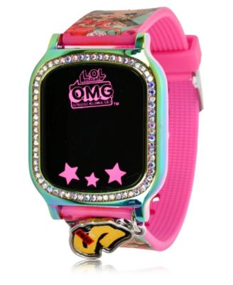 Omg Kid's Touch Screen Pink Silicone Strap LED Watch, with Hanging Charm 36mm x 33 mm