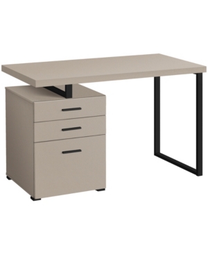Monarch Specialties Desk With 3 Storage Drawers And Floating Desktop In Beige