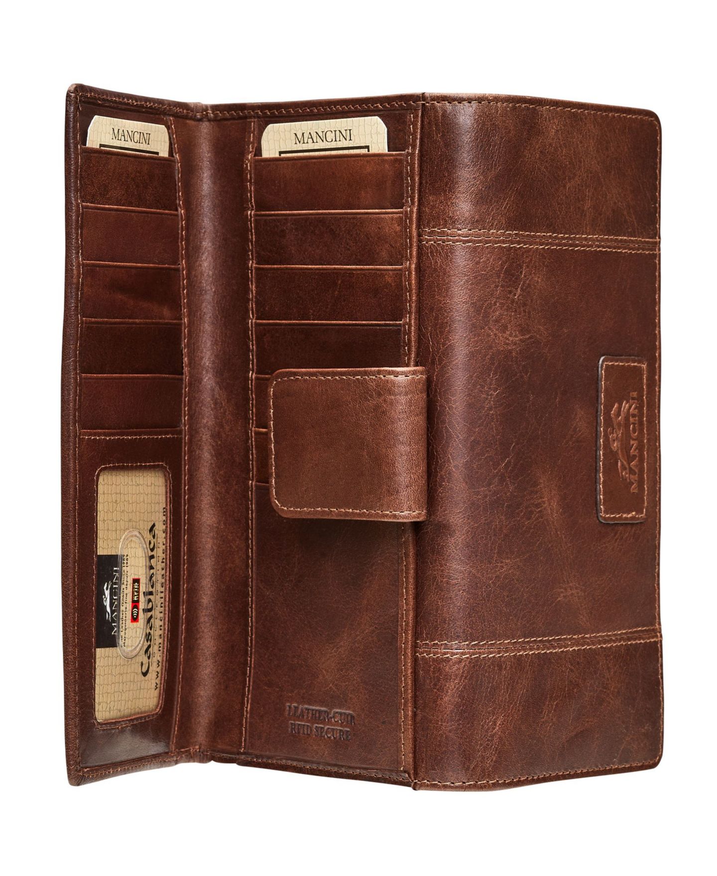 Женский кошелёк Mancini Casablanca Collection RFID Secure Ladies Clutch Wallet, цвет: Коричневый — фото 7