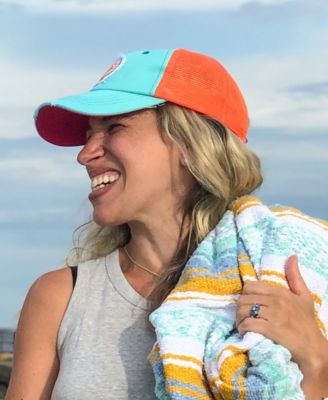 Salty Lady Women's Adjustable Snap Back Mesh Aqua with Sun Patch Trucker Hat