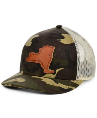 Lids - New York Woodland Leather State Patch Curved Trucker Cap