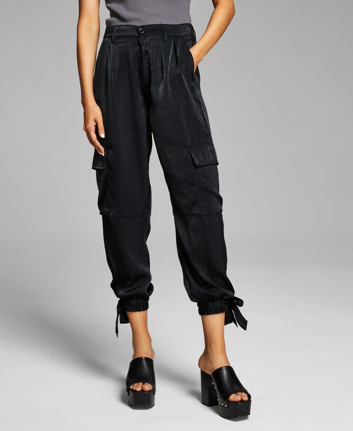 AND NOW THIS WOMEN'S SATIN CARGO PANTS 