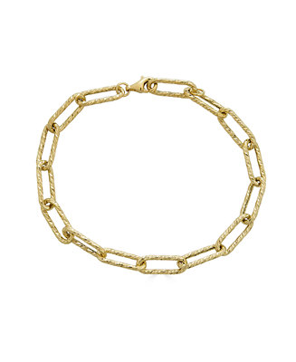 Italian Gold Textured Paperclip Link Chain Bracelet in 10k Gold - Macy's