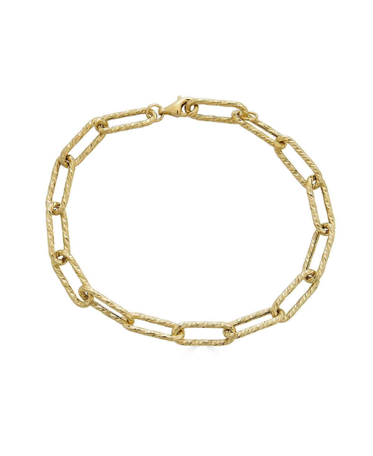 Textured Paperclip Link Chain Bracelet in 10k Gold - Yellow Gold