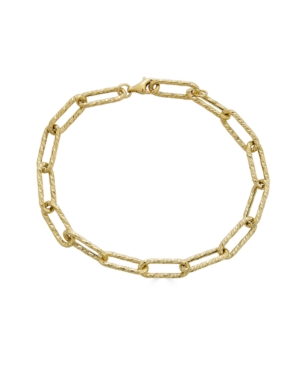 Macy's Textured Paperclip Link Chain Bracelet In 10k Gold In Yellow Gold