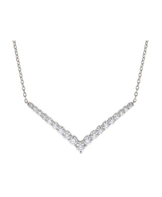 Diamond Chevron Statement Necklace (2 ct. t.w.) in 14k White Gold, 16" + 2" extender
