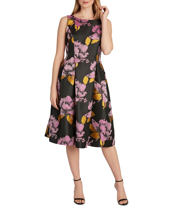 Tahari ASL Floral Jacquard Fit & Flare Dress - Macy's