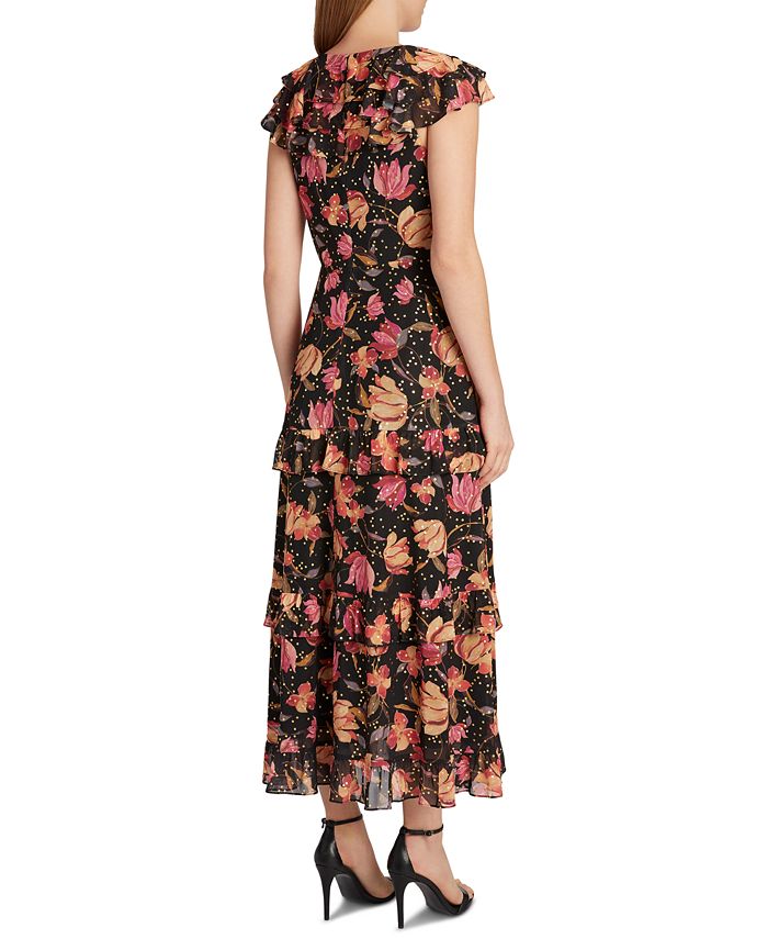Tahari ASL Floral-Print Cascading Ruffled Maxi Dress - Macy's