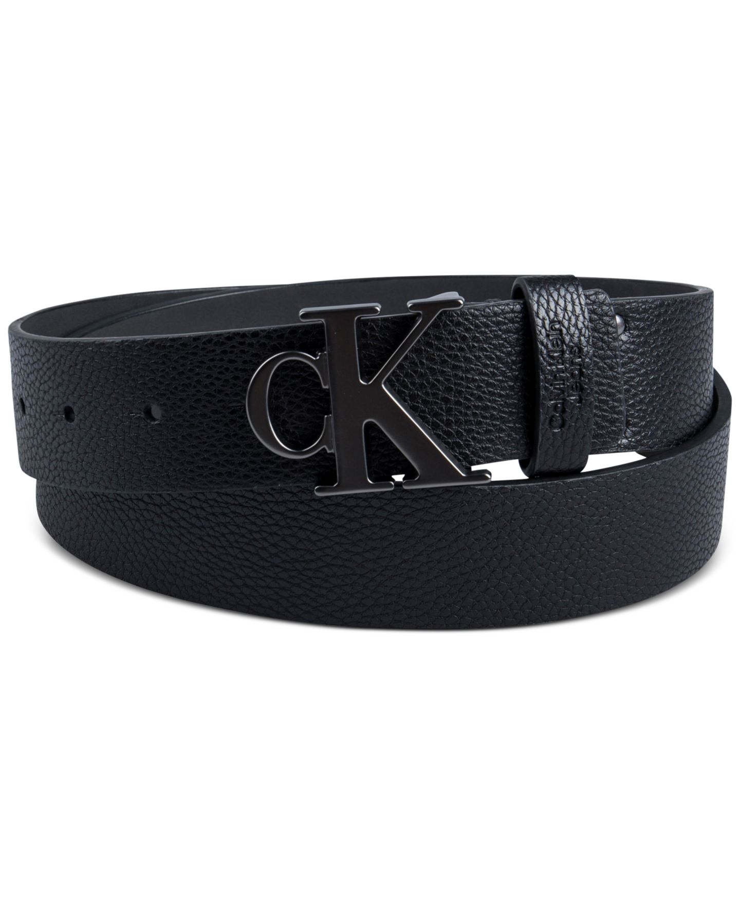 Мужской ремень Calvin Klein Logo Plaque Buckle Fashion Jean Belt, цвет: Чёрный — фото 1