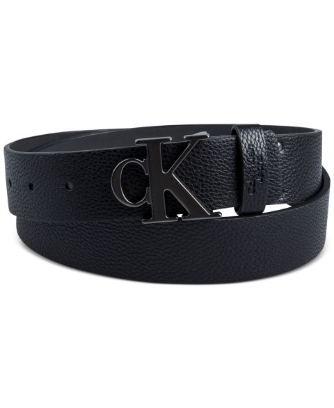 Мужской ремень Calvin Klein Logo Plaque Buckle Fashion Jean Belt, цвет: Чёрный