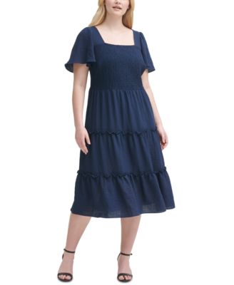 Jessica Howard - Plus Size Smocked Tiered Dress