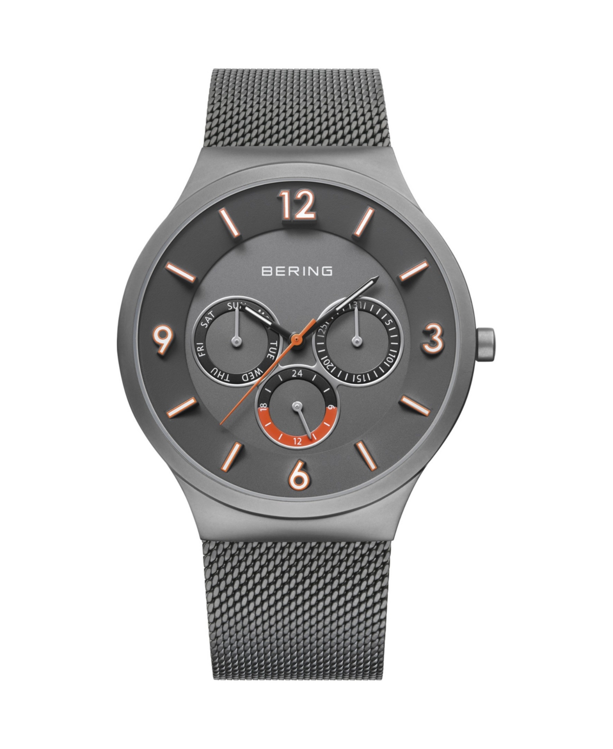 Bering Men's Classic Gray Stainless Steel Mesh Strap Watch 40mm