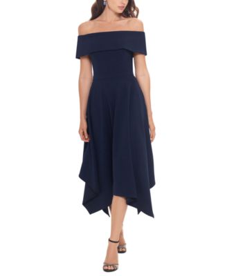 Macy's xscape off the shoulder dress best sale