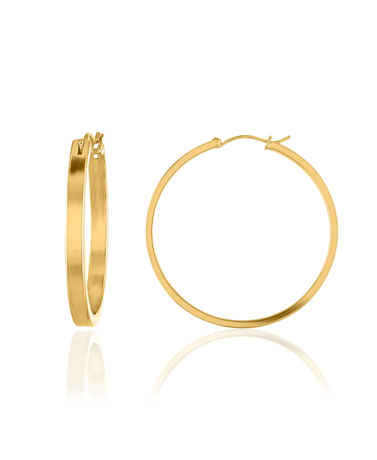 Women's Shiny Jordan 18K Gold Plated Brass Medium Hoop Earrings, 2" - Gold Tone