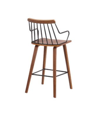 Micah Walnut and Metal Modern Counter Height Bar Stool