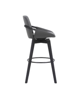 Baylor Swivel Wood Bar or Counter Stool in Faux Leather