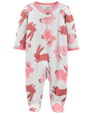 Baby Girls Bunny 2-Way Zip Cotton Sleep Play