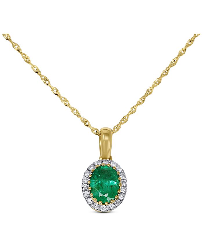 Macy's Emerald (5/8 ct. t.w.) & Diamond (1/10 ct. t.w.) 18