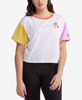 Champion Women's Get Happy Cropped Colorblocked T-Shirt - Macy's