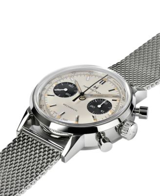Men's Swiss Intra-Matic Chronograph H Stainless Steel Mesh Bracelet Watch 40mm