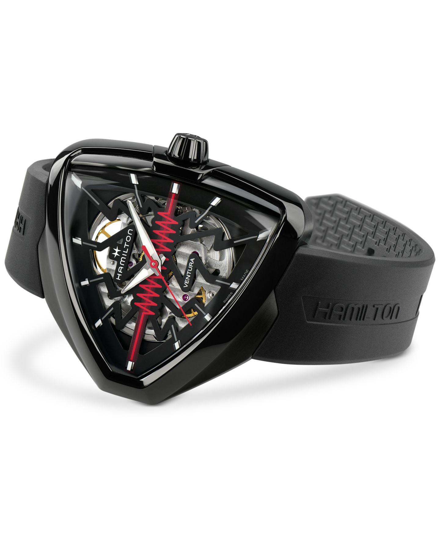 Мужские часы Hamilton Swiss Ventura Black Rubber Strap Watch 45m — фото 2