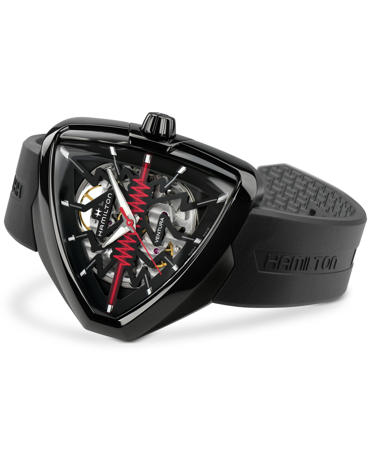 Hamilton Men's Swiss Ventura Black Rubber Strap Watch 45m In Black