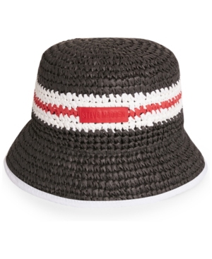 Steve Madden Crochet Straw Striped Bucket Hat