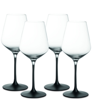 Villeroy & Boch Villeroy Boch Manufacture Rock Blanc White Wine Glasses, Set Of 4 In Black