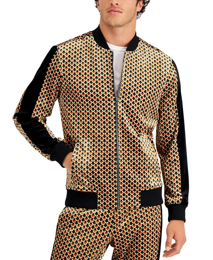 Velour track jacket mens top