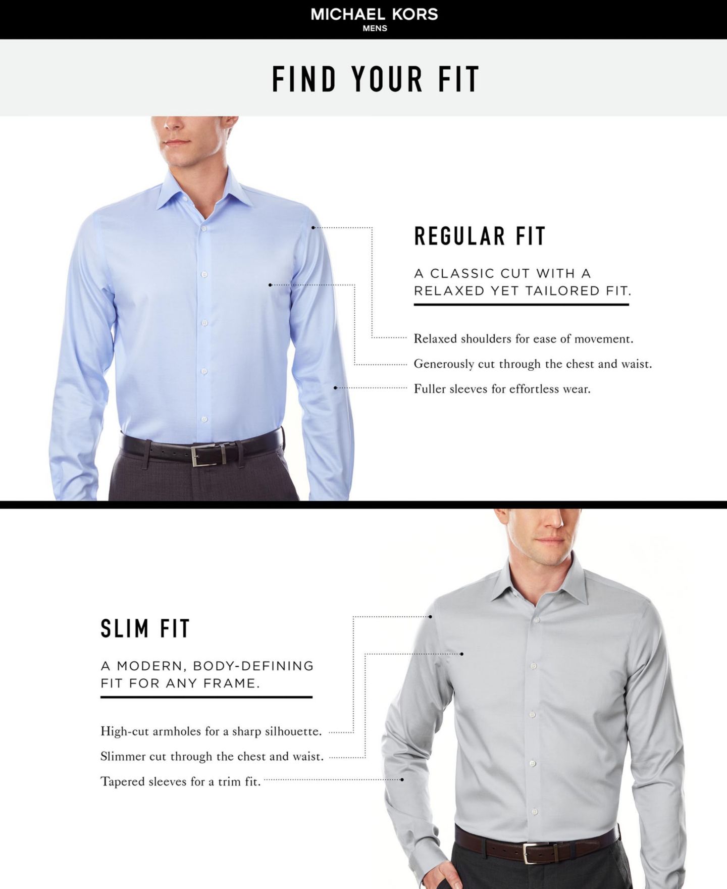 Мужская рубашка Michael Kors Comfort Stretch Dress Shirt, Regular & Slim Fit, цвет: Белый — фото 5
