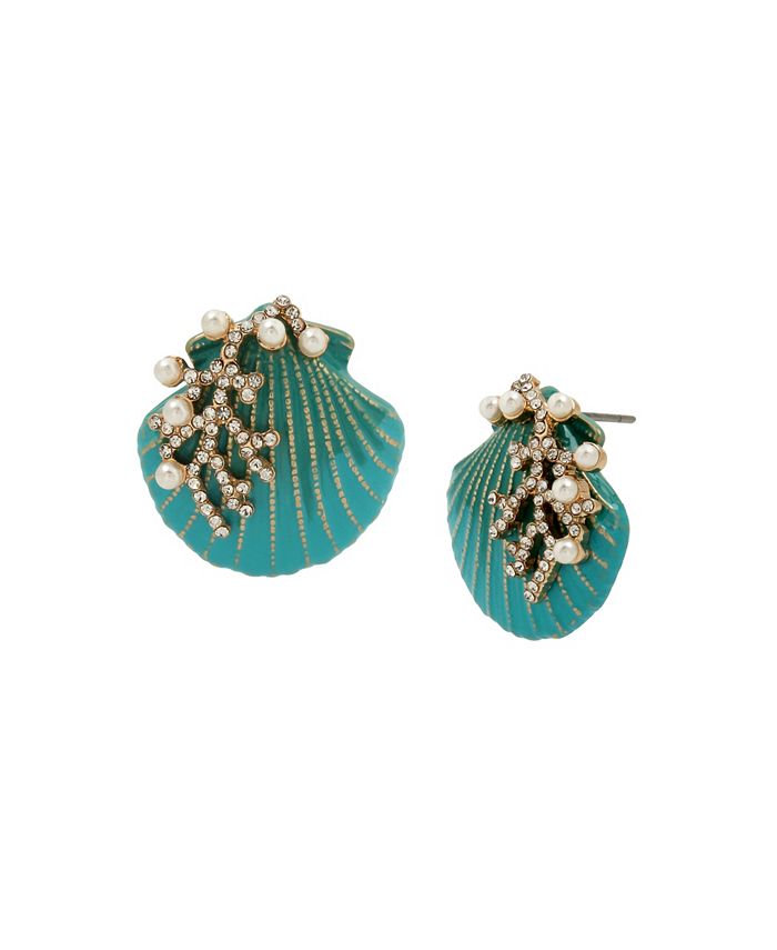 Betsey Johnson Seashell Button Earrings - Macy's