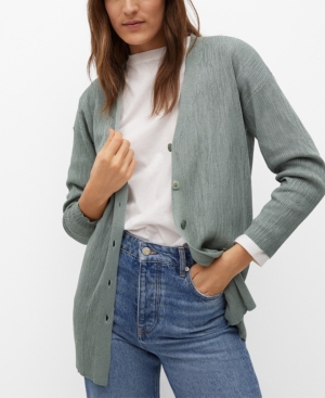 Mango Embossed Knit Cardigan