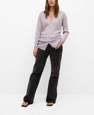 Mango Embossed Knit Cardigan